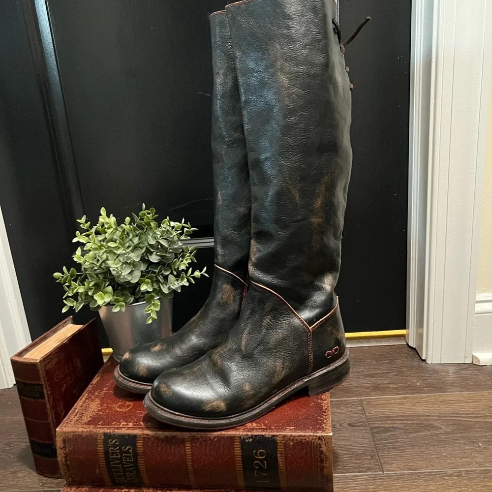 Bed Stu Dark Brown Tall Riding Leather Boots - Picture 1 of 10